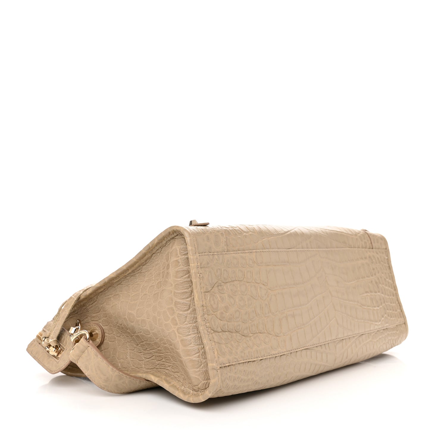 Calfskin Crocodile Embossed Classic Gold Hardware City Beige Latte