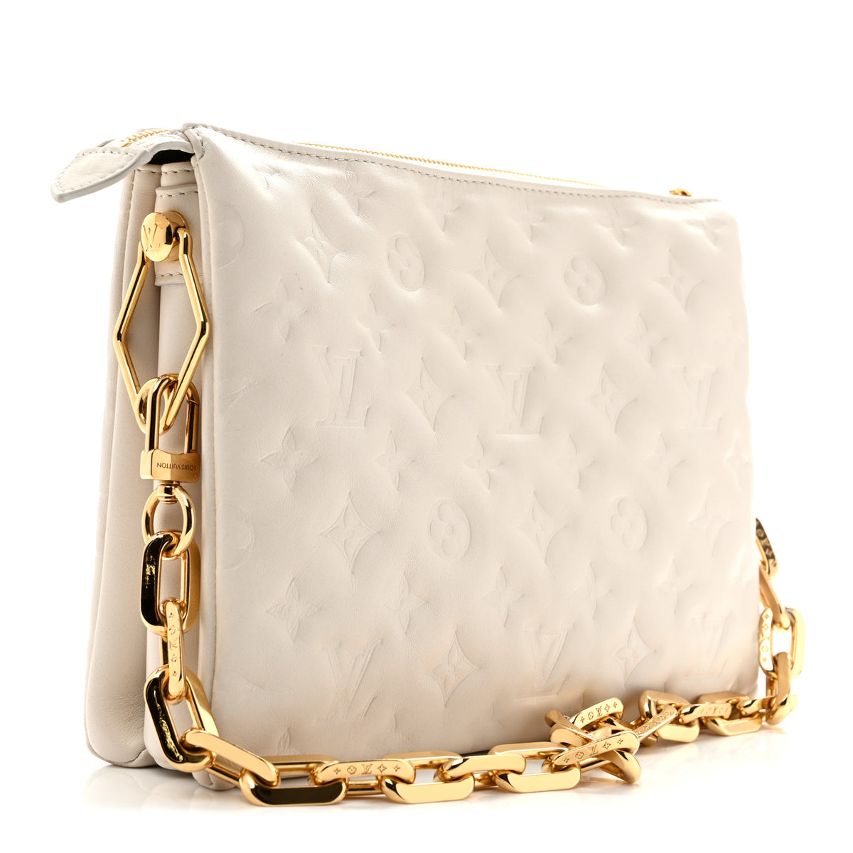 Louis Vuitton Lambskin Embossed Monogram Coussin PM Beige Cream 3 of 13