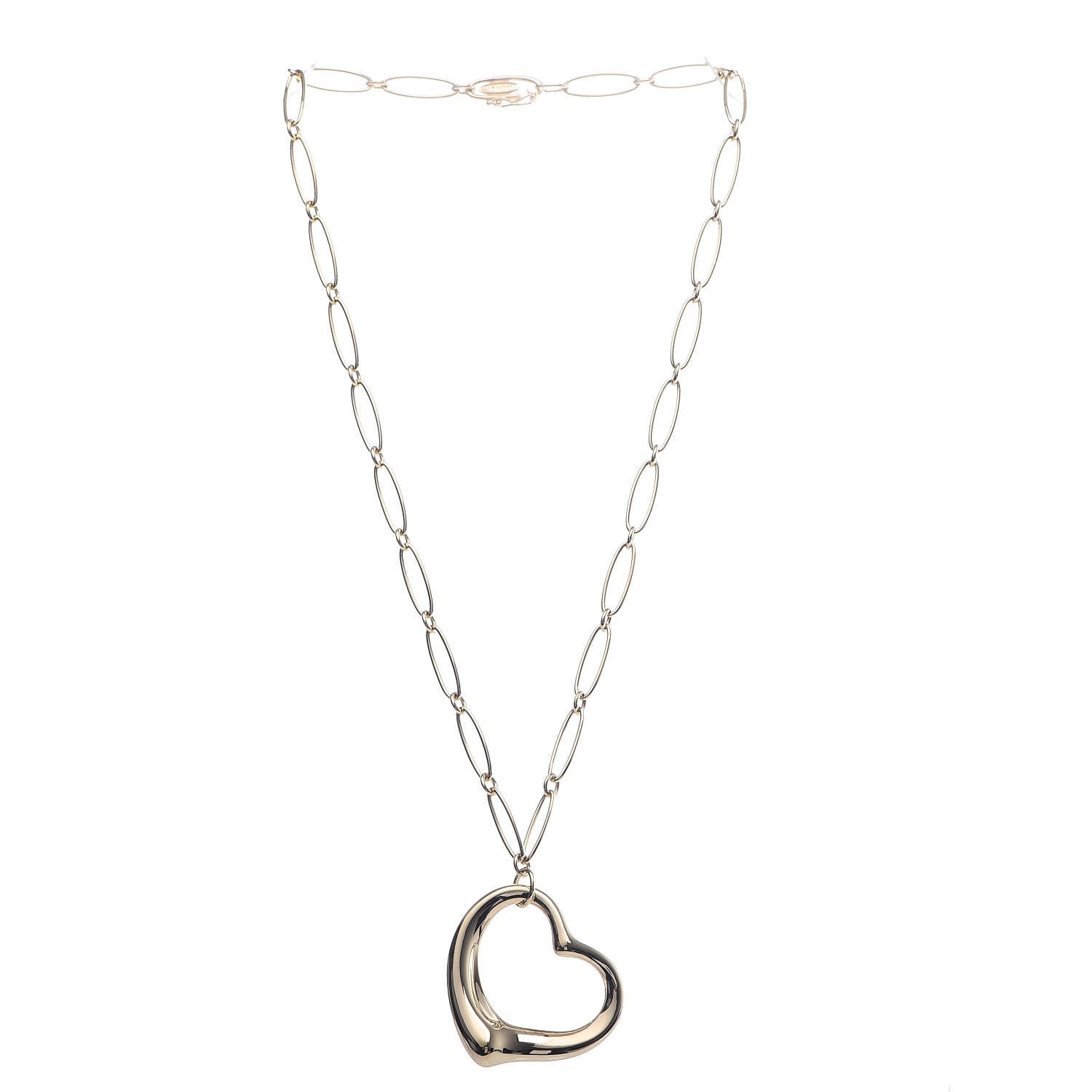 Tiffany 18K Yellow Gold Elsa Peretti Large Open Heart Pendant Necklace 3 of 8