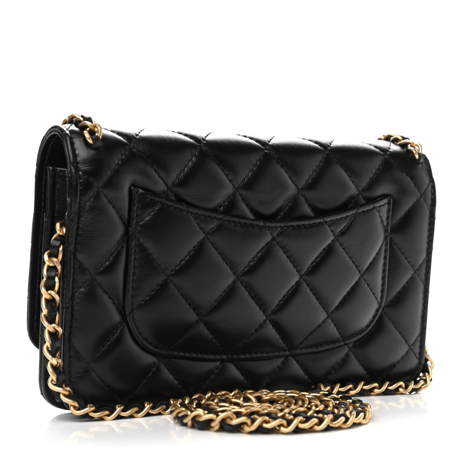 Chanel Lambskin Quilted Chain Around Wallet On Chain WOC Black 3 of 11