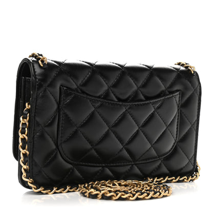 Chanel Lambskin Quilted Chain Around Wallet On Chain WOC Black 3 of 11