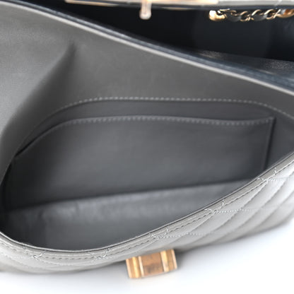 Chanel Lambskin Quilted Small CC Chic Flap Grey Dark Navy 4 of 5