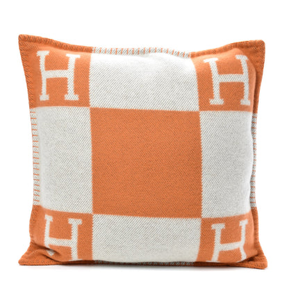 Hermes Wool Cashmere Avalon Pillow PM Ecru Potiron 1 of 3