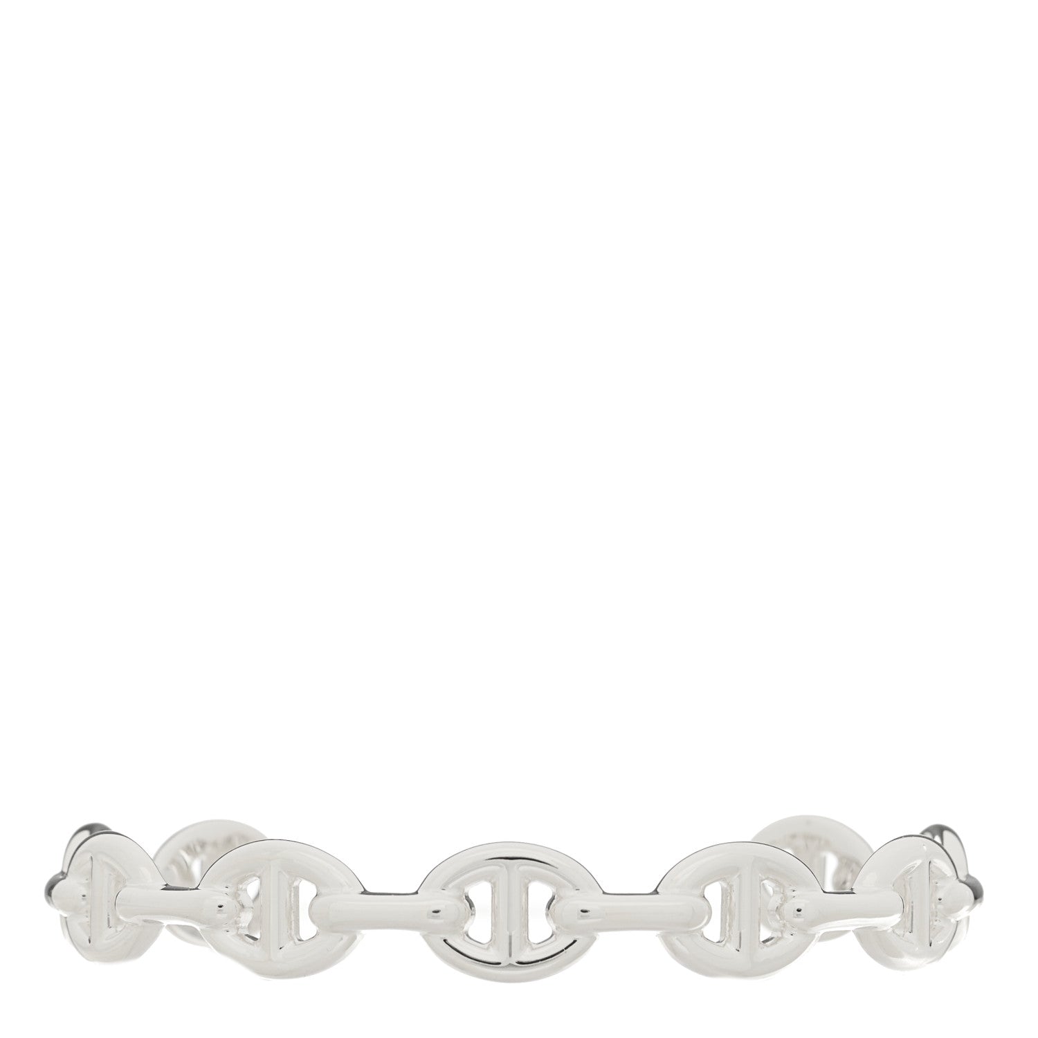 Hermes Sterling Silver MM Chaine d'Ancre Enchainee Cuff Bracelet LG 1 of 5