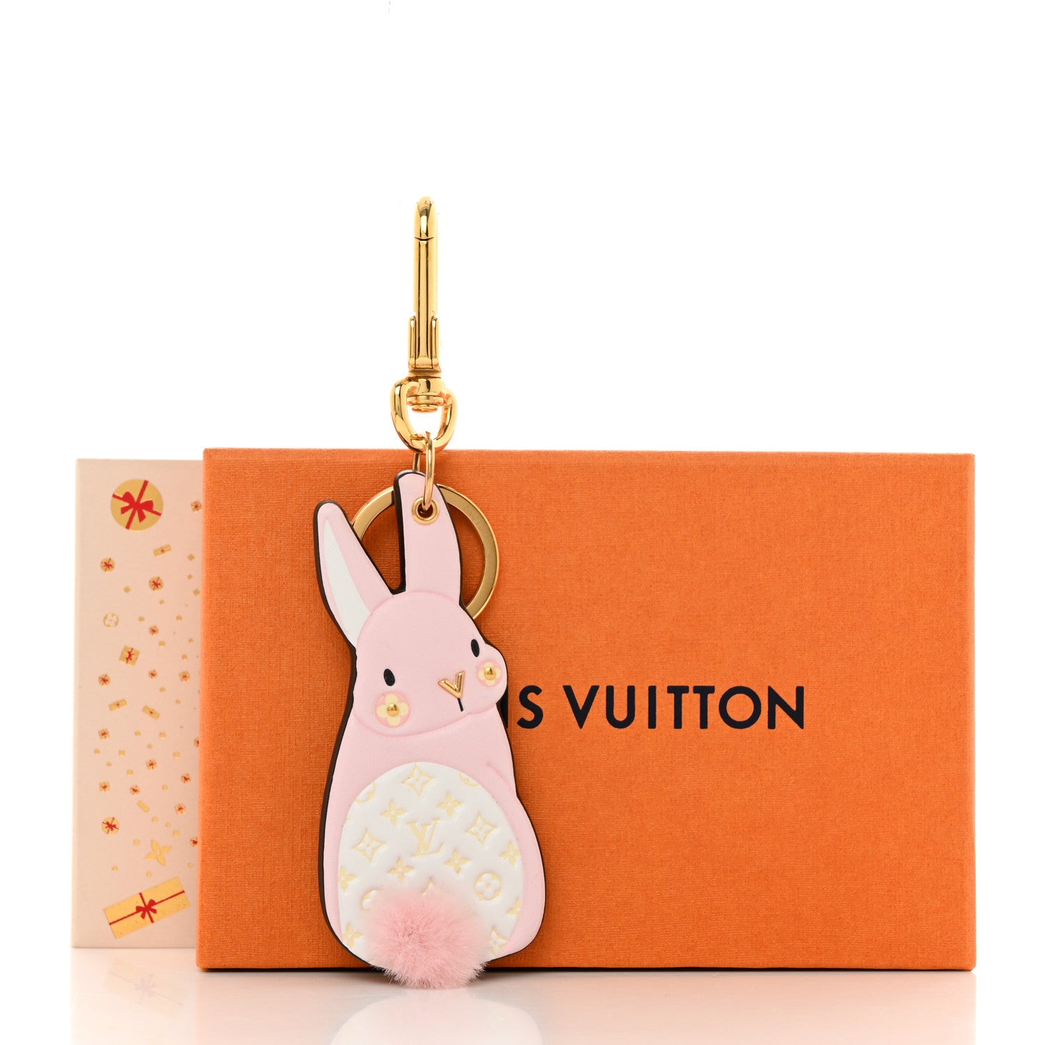 Louis Vuitton Calfskin Monogram LV Animals Bunny Bag Charm Key Holder Pale Pink 5 of 5