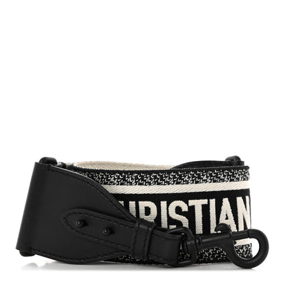 Christian Dior Canvas Embroidered Shoulder Strap Black Ultramatte 1 of 7