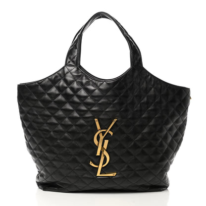 Saint Laurent Lambskin Quilted Maxi Icare Shopping Tote Black 3 of 11