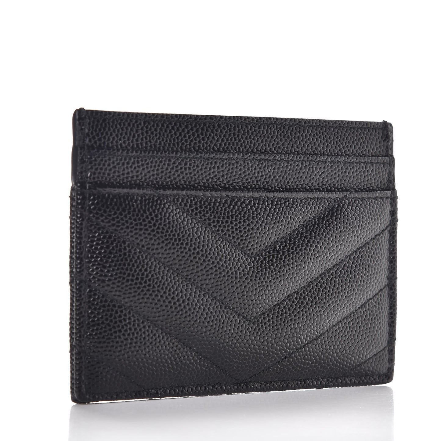 Grain De Poudre Matelasse Chevron Monogram Credit Card Case Black