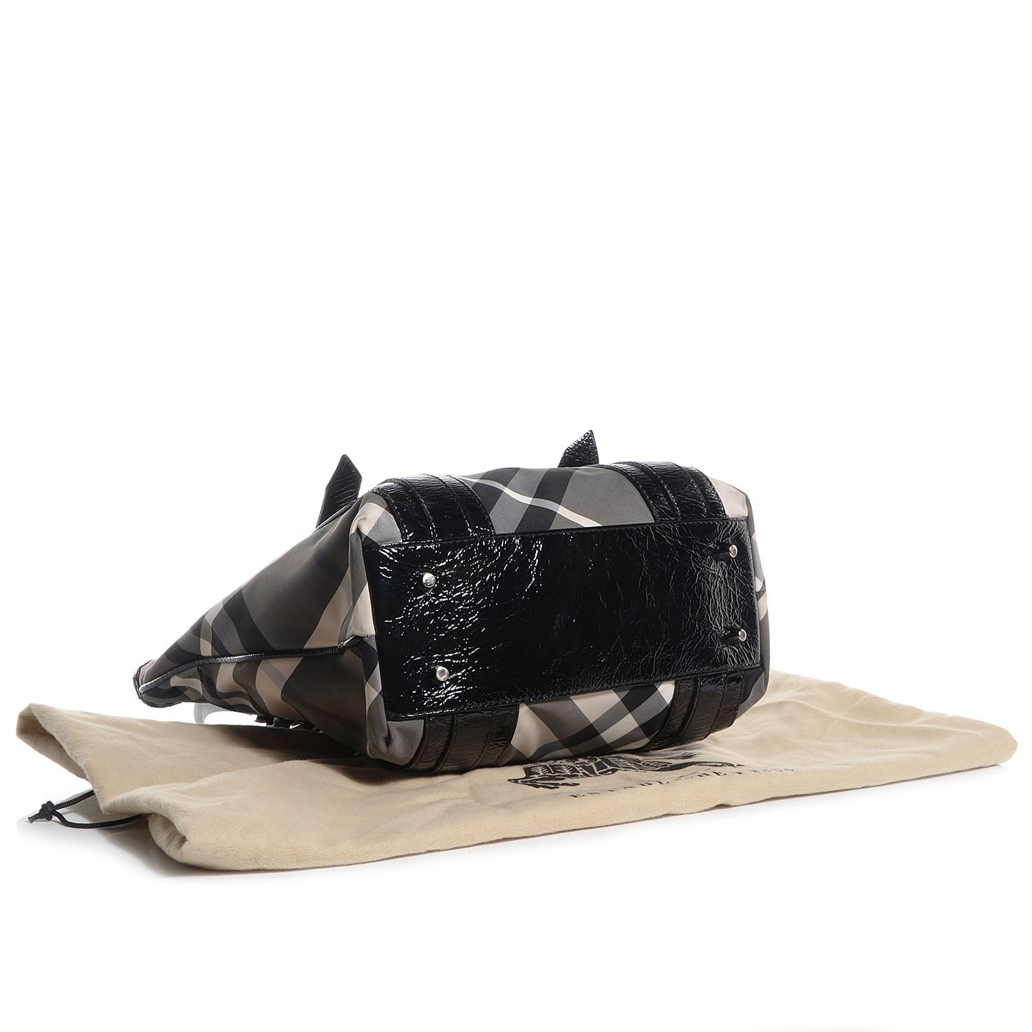 Burberry Nylon Beat Check Medium Victoria Tote Black 4 of 9