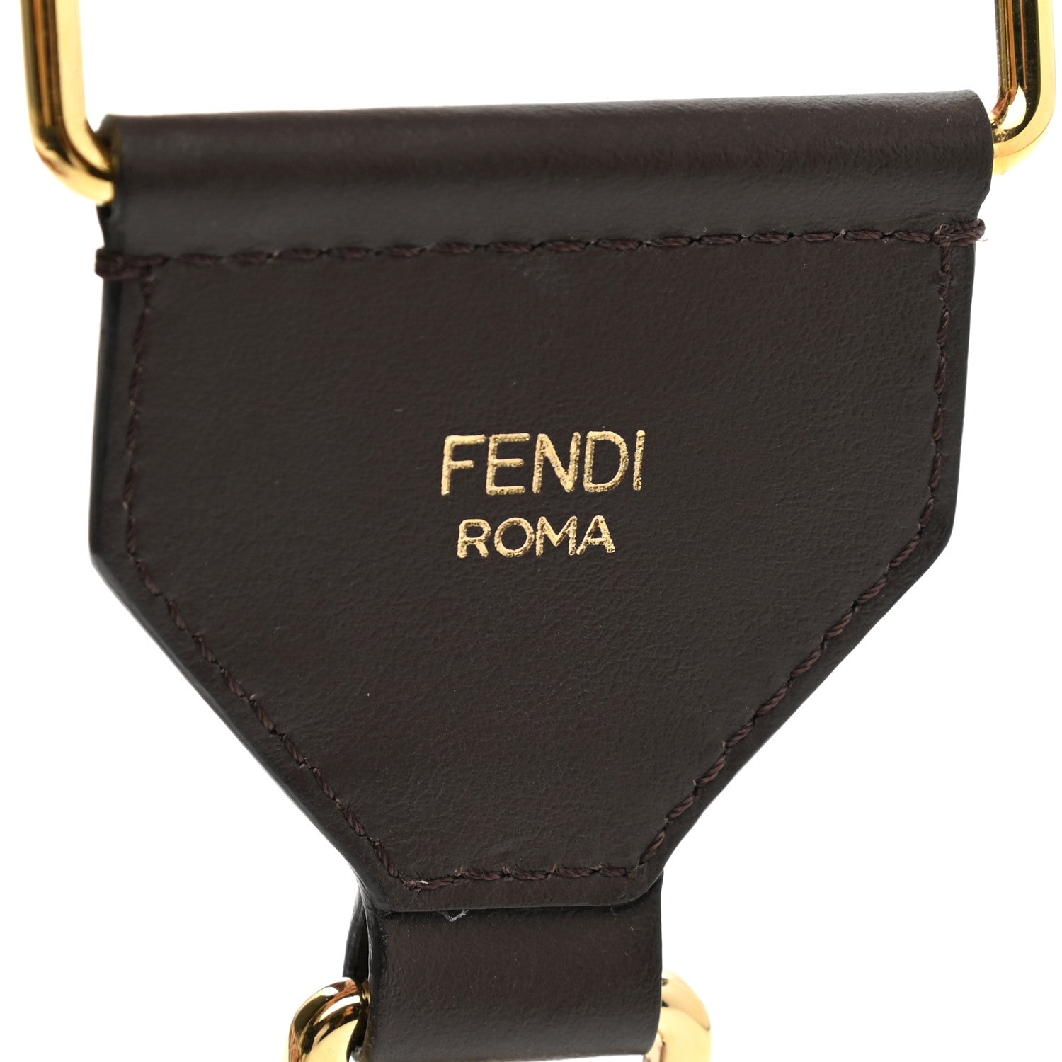 Fendi Ribbon Vitello Century FF 1974 Embroidered Adjustable Strap You Fango Rosa Confetto Chocolate 3 of 5