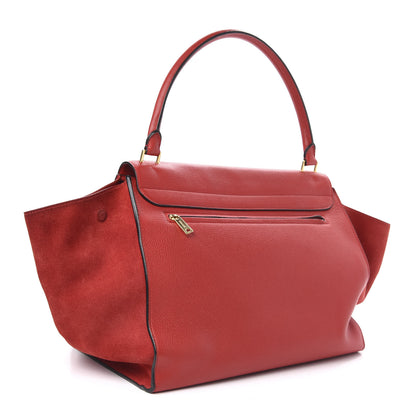 Celine Drummed Calfskin Suede Large Trapeze Vermillion 3 of 9
