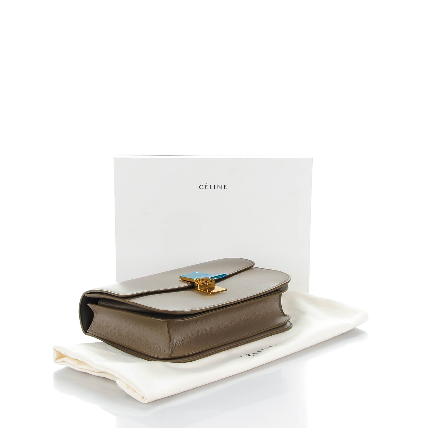 Celine Liege Calfskin Medium Classic Box Flap Bag Souris 4 of 8