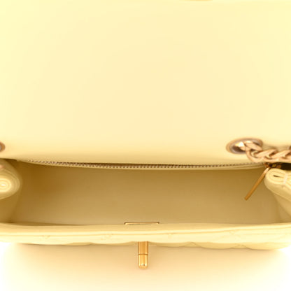 Chanel Lambskin Quilted Mini Rectangular Sweet Camellia Flap Yellow 5 of 11