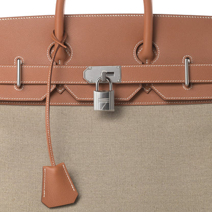 Hermes Toile De Camp Evercolor HAC Birkin 50 Ficelle Gold 8 of 10