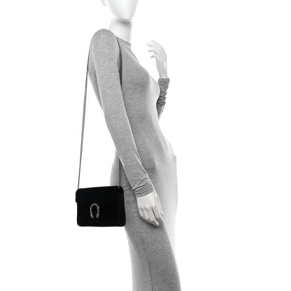 Gucci Velvet GG Monogram Mini Dionysus Chain Wallet Black 2 of 11