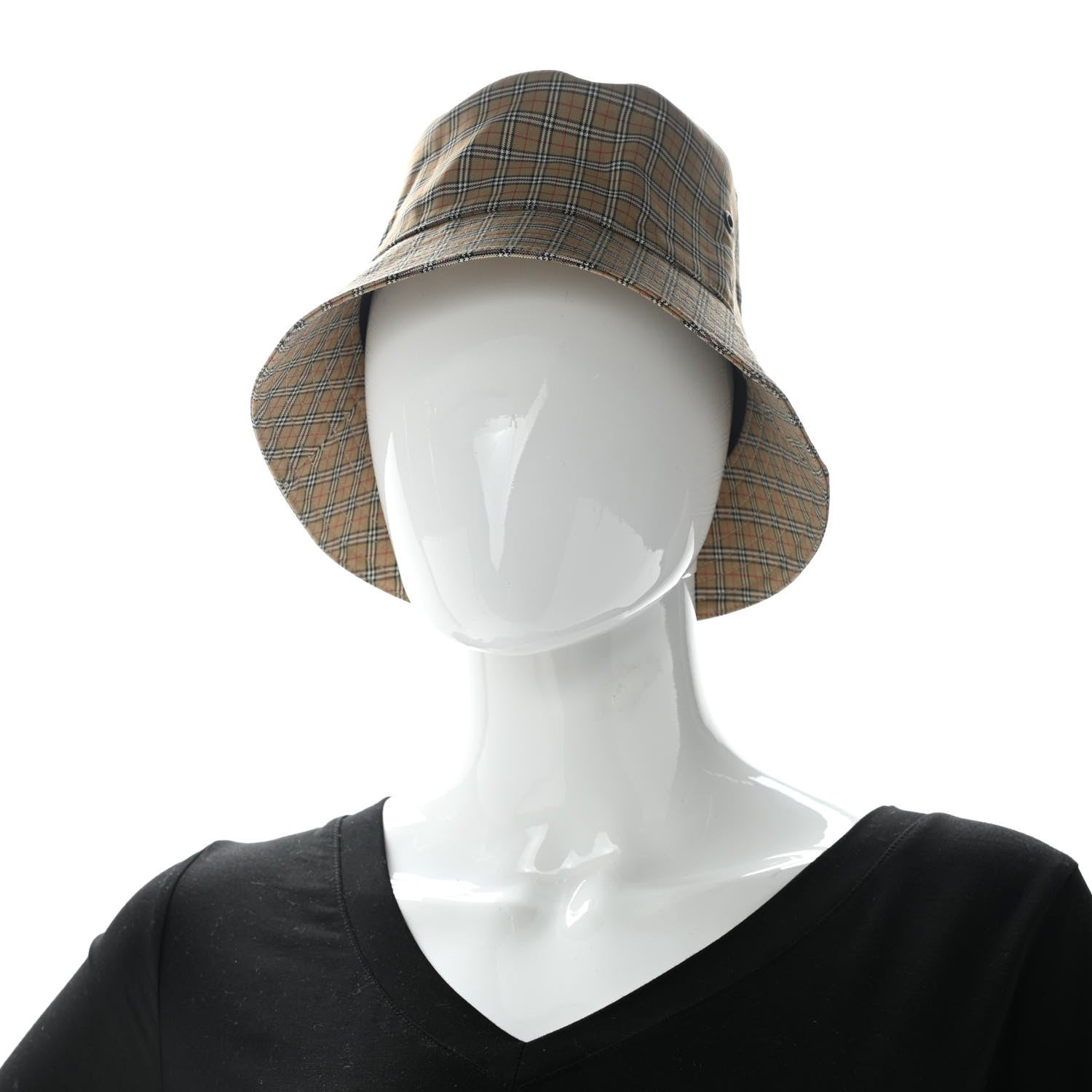Burberry Technical Cotton Micro Check Bucket Hat M 2 of 8