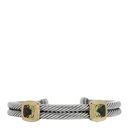 David Yurman Sterling Silver 18K Yellow Gold Lemon Citrine Double Station Cable Bracelet 1 of 3