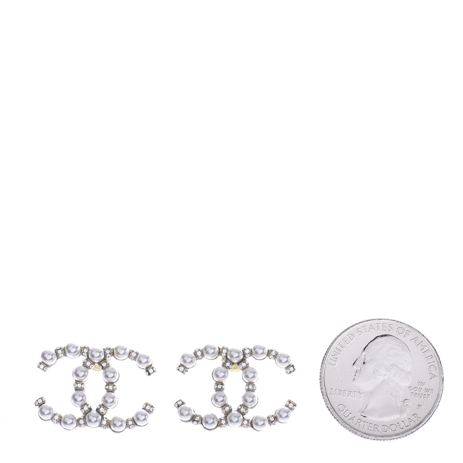 Chanel Pearl Crystal Nefertiti CC Earrings Gold 2 of 4