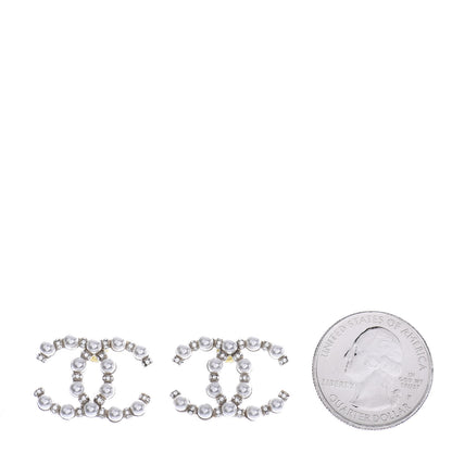 Chanel Pearl Crystal Nefertiti CC Earrings Gold 2 of 4
