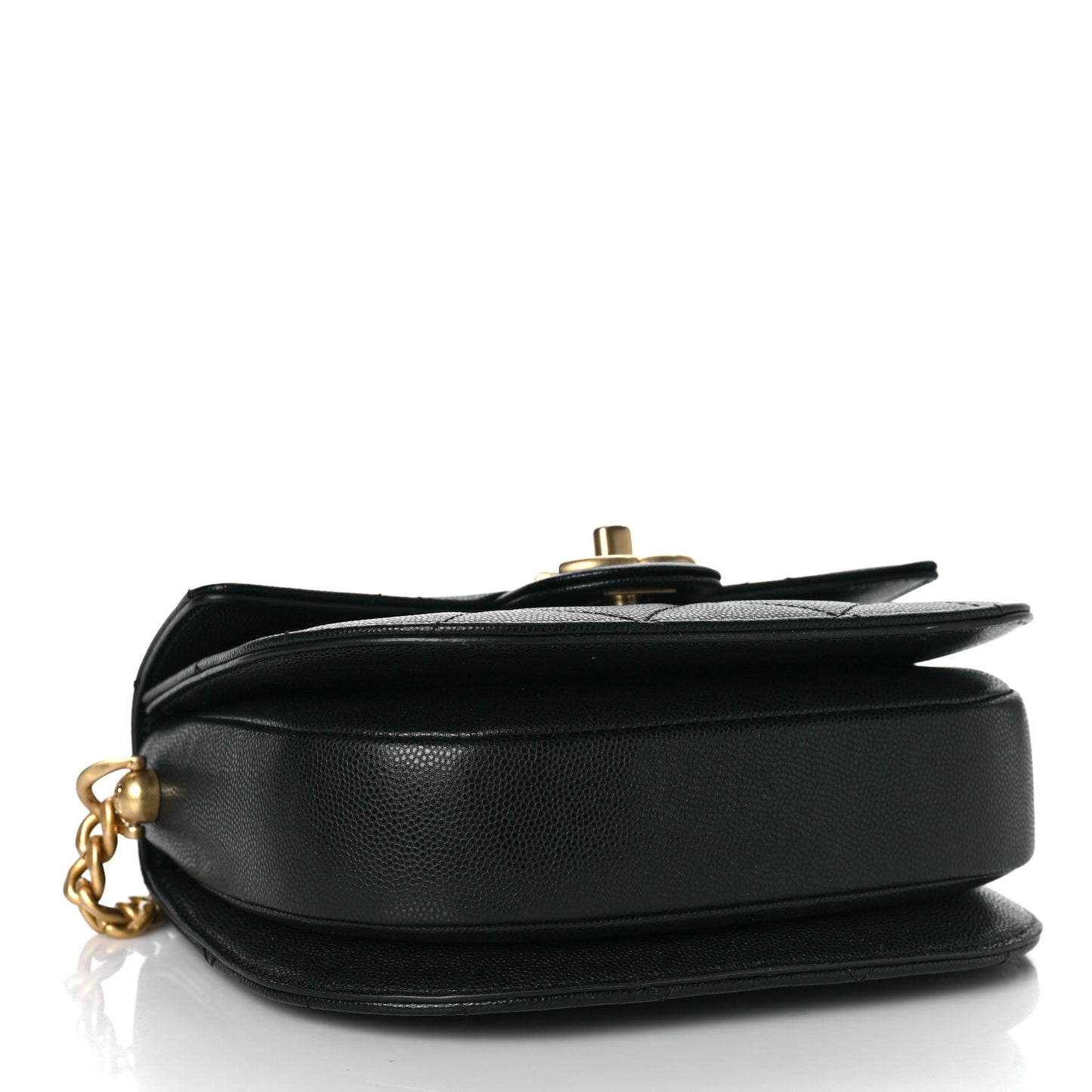 Caviar Quilted Moon Messenger Black