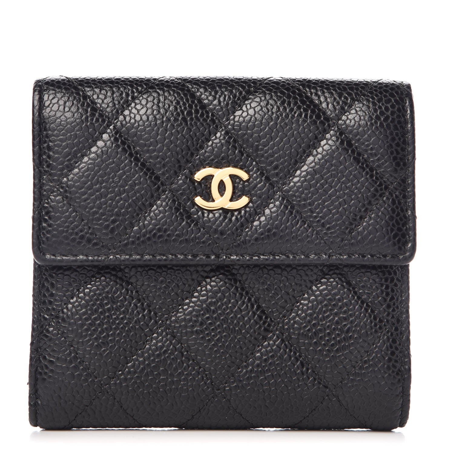 Chanel Caviar Quilted Compact French Flap Wallet Black 1 of 9