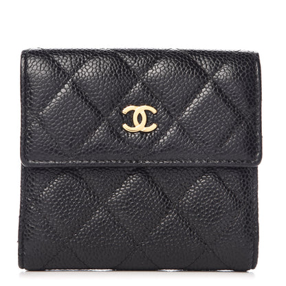 Chanel Caviar Quilted Compact French Flap Wallet Black 1 of 9
