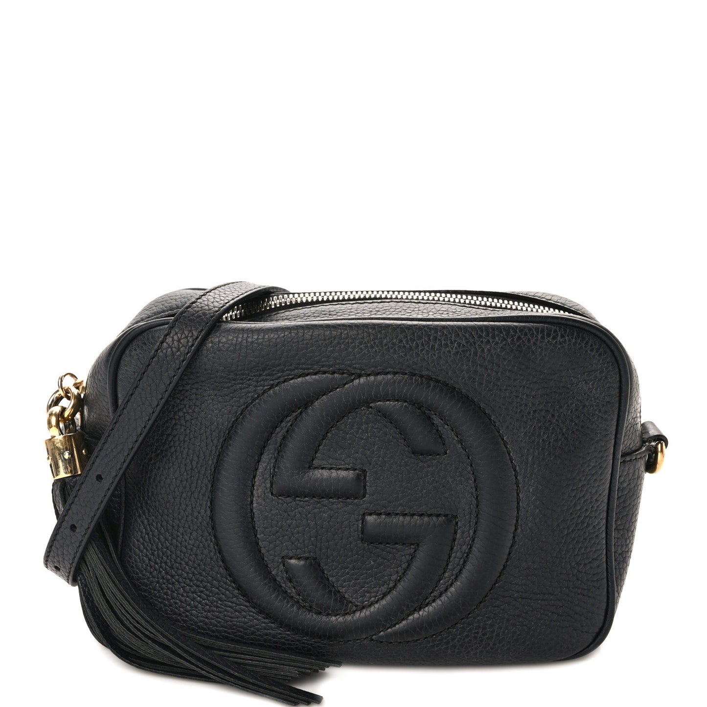 Pebbled Calfskin Small Soho Disco Bag Black