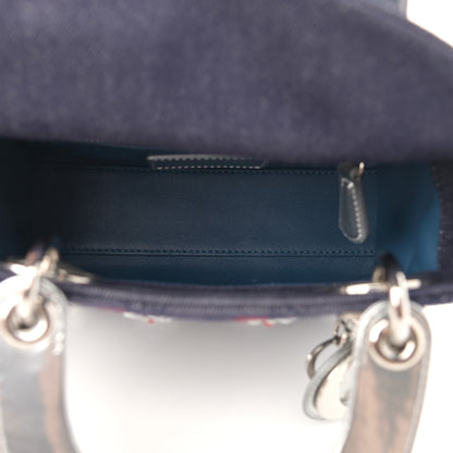 Christian Dior Denim Cannage Floral Embroidered Mini Lady Dior Blue 5 of 12