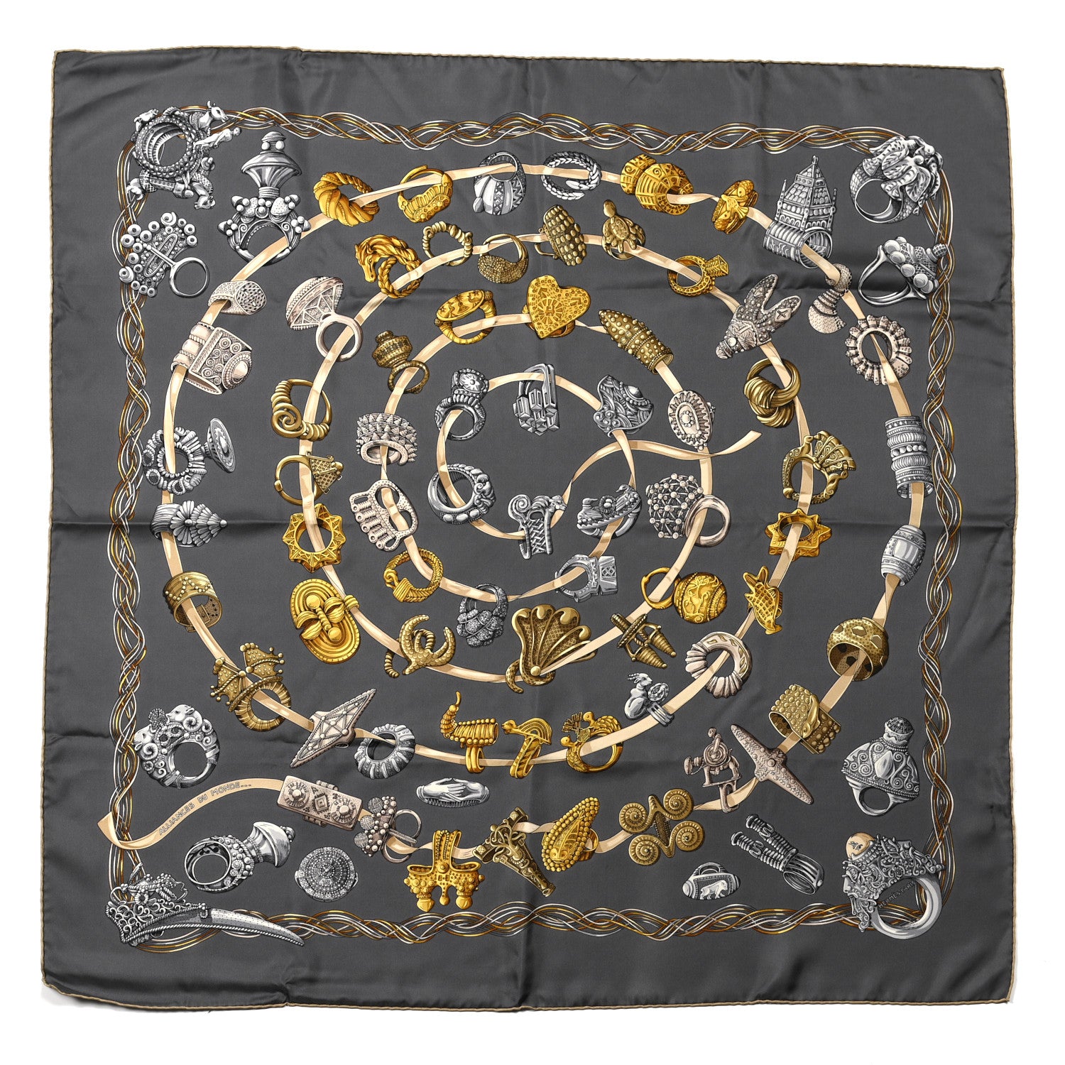 Hermes Silk Alliances Du Mond Scarf 90 1 of 5