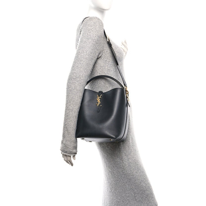 Saint Laurent Smooth Shiny Calfskin Monogram Le 37 Bucket Bag Black 2 of 9
