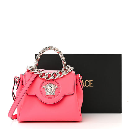 Versace Grained Calfskin Small Chain La Medusa Top Handle Bag Pink 10 of 10