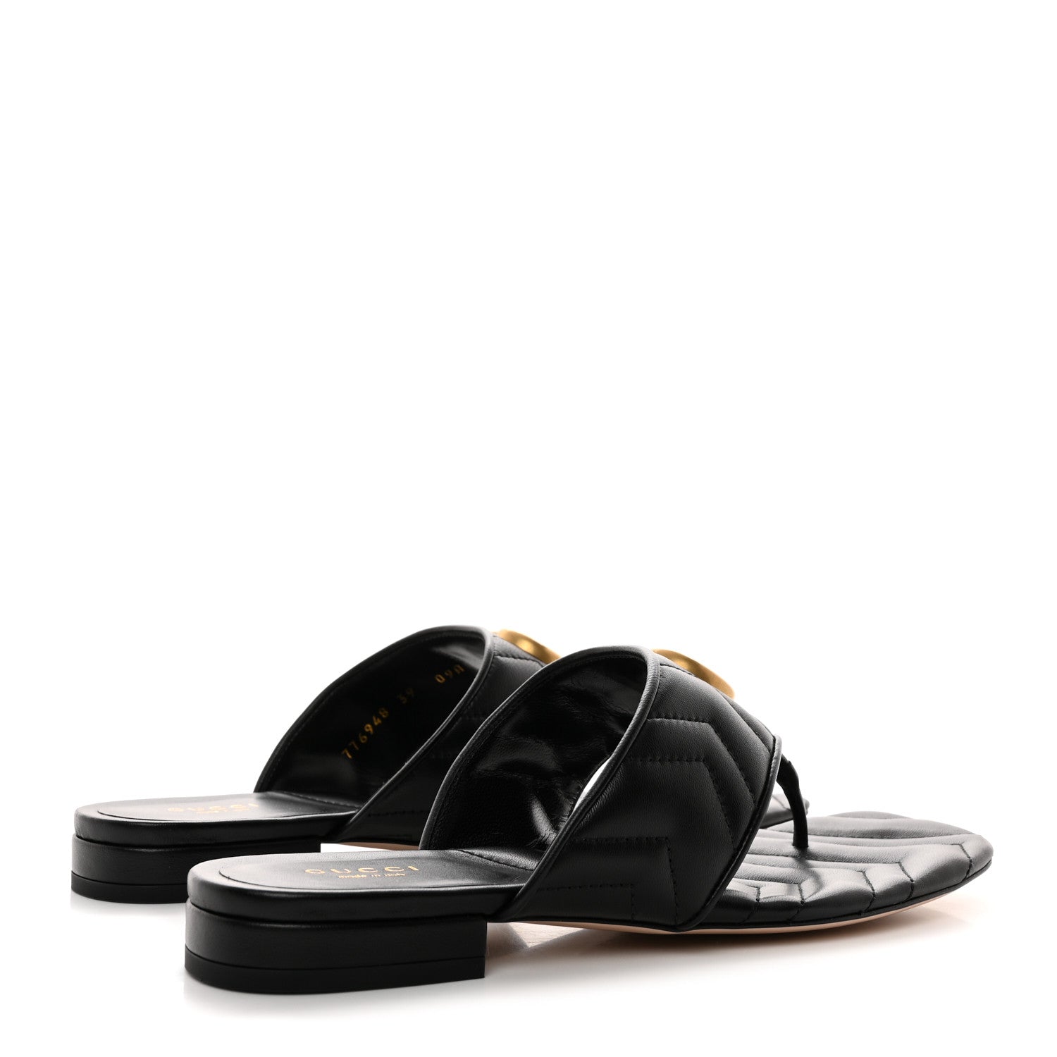 Gucci Nappa Charlotte Double G Marmont Thong Sandals 39 Black 4 of 9