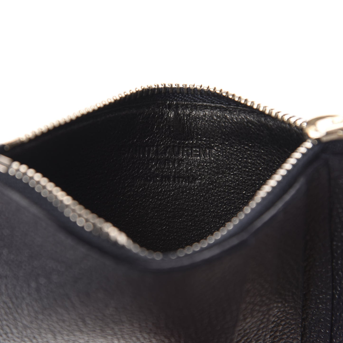 Grained Calfskin 5 Fragments Zip Pouch Card Holder Black