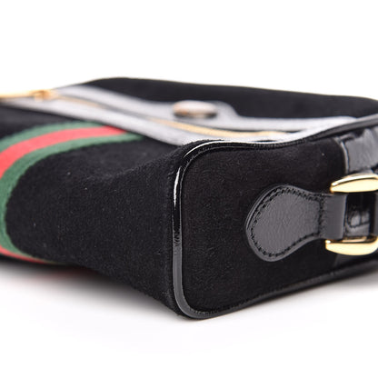 Gucci Suede Patent Web Mini Ophidia Shoulder Bag Black 6 of 14