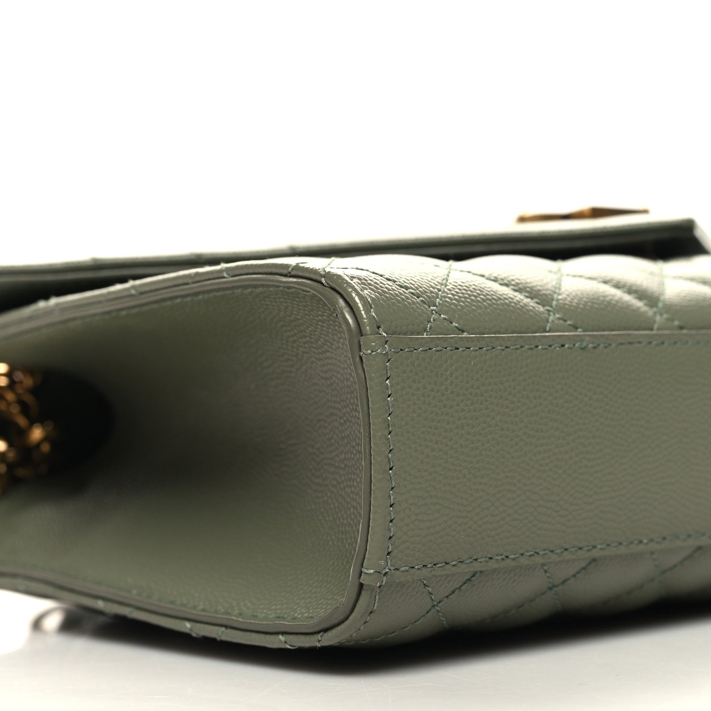 Grain De Poudre Textured Mixed Matelasse Triquilt Medium Monogram Satchel Light Sage