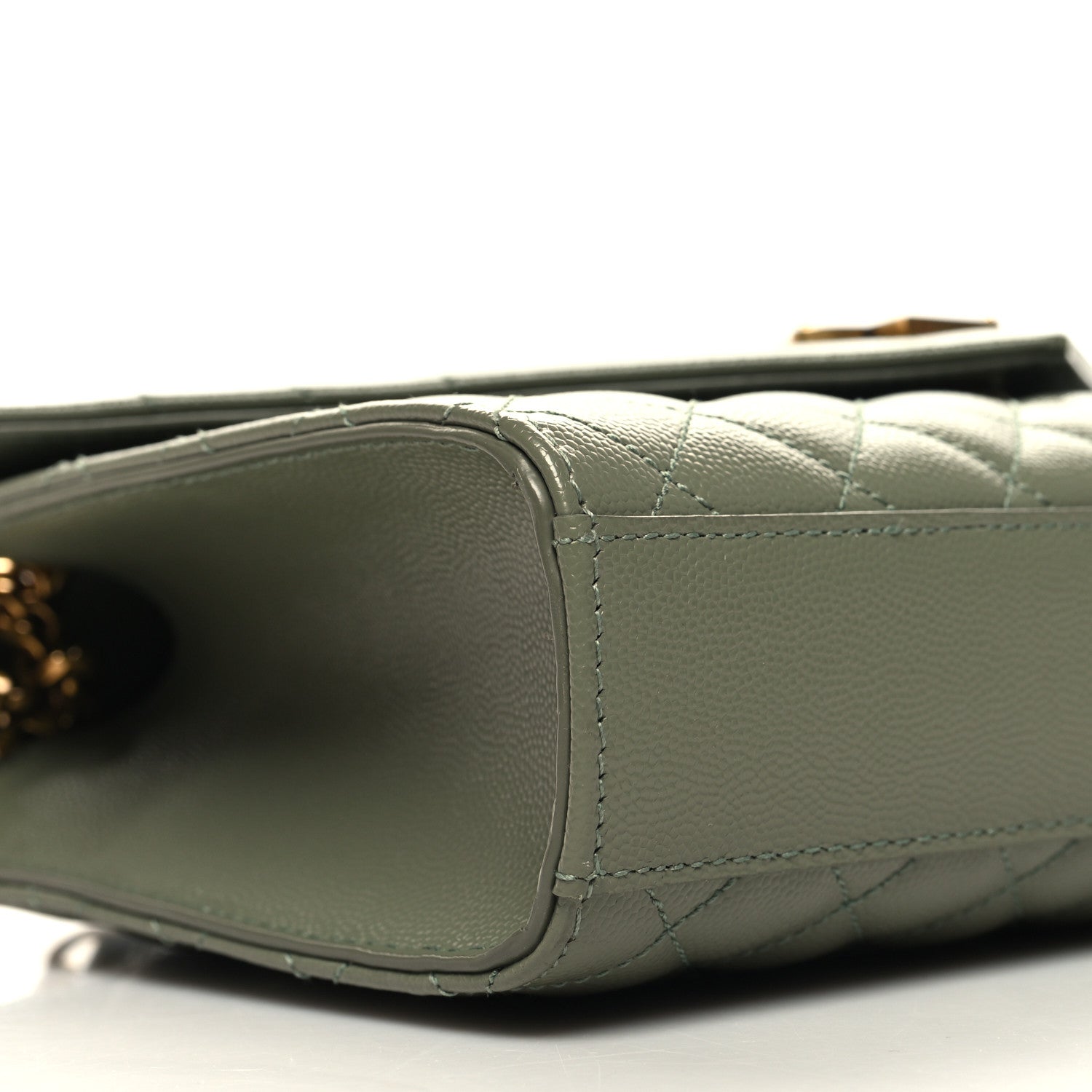 Saint Laurent Grain De Poudre Textured Mixed Matelasse Triquilt Medium Monogram Satchel Light Sage 8 of 9