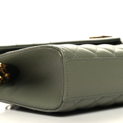Saint Laurent Grain De Poudre Textured Mixed Matelasse Triquilt Medium Monogram Satchel Light Sage 8 of 9