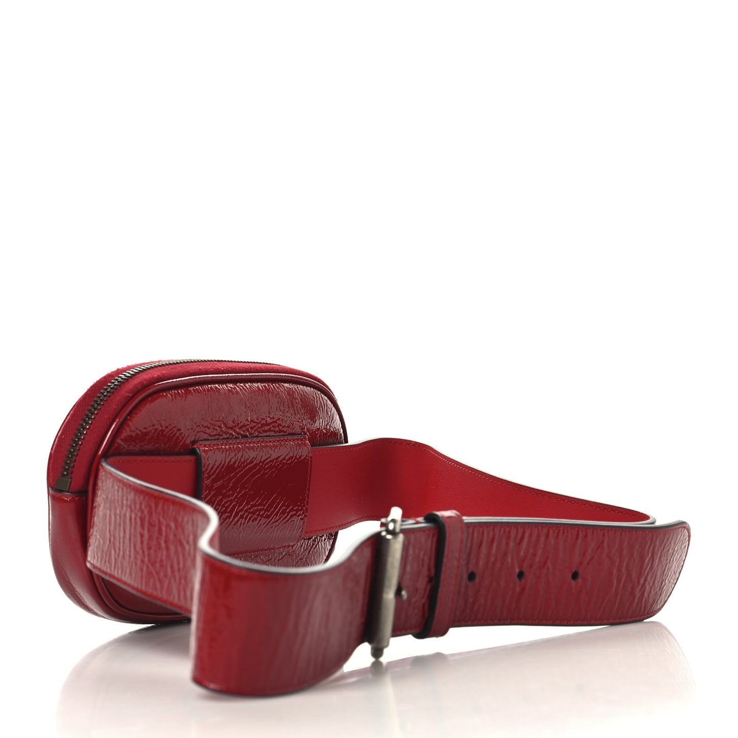 Patent Rubber Game Patch Logo Belt Bag 95 38 Hibiscus Red