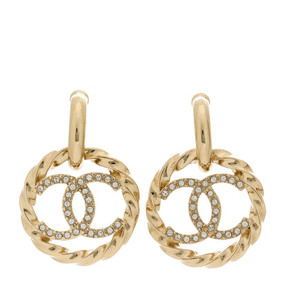 Chanel Twist Crystal CC Drop Earrings Gold 1 of 5