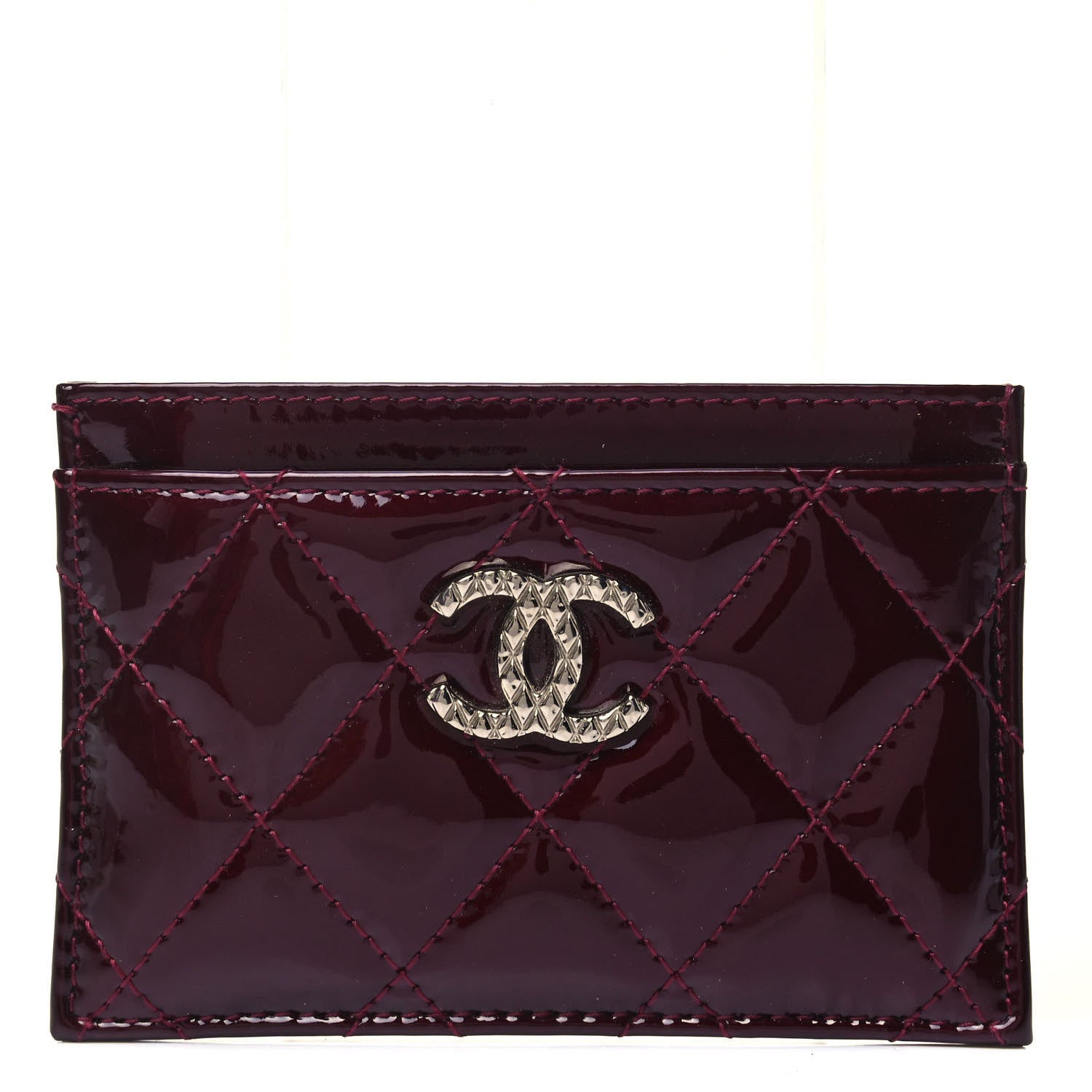 Chanel Patent Quilted Brilliant Card Holder Light Burgundy 1 of 8
