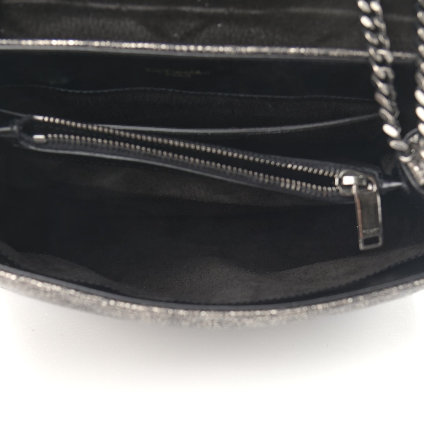 Metallic Grain De Poudre Monogram Small Loulou Chain Satchel Gun Metal