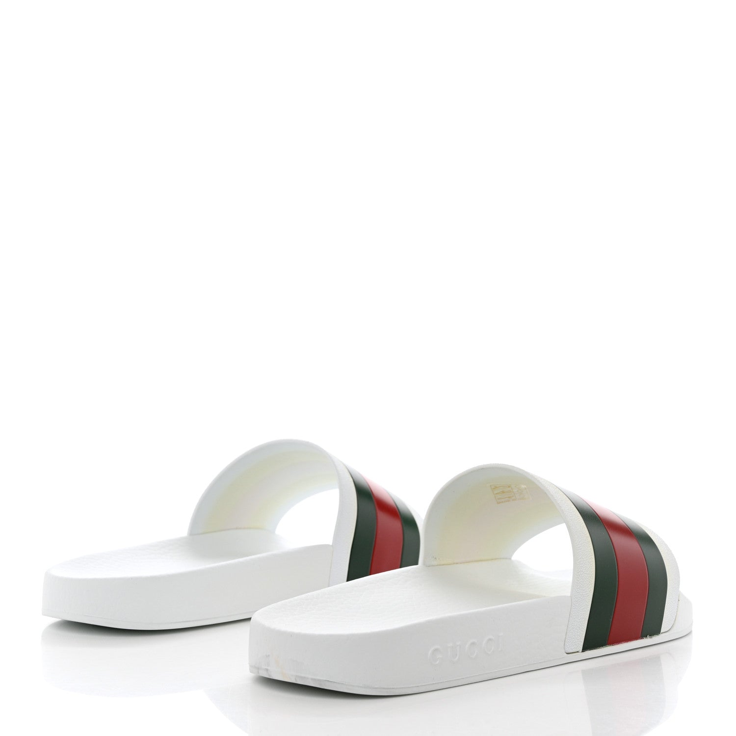 Gucci Rubber Web Mens Pool Slide Sandals 10 White Green Red 4 of 12