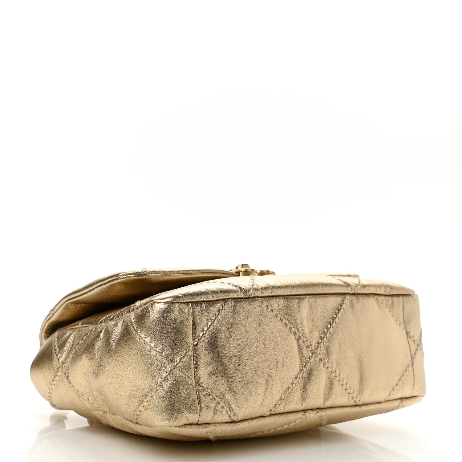 Chanel Metallic Lambskin Stitched Medium Chanel 19 Flap Gold 4 of 11
