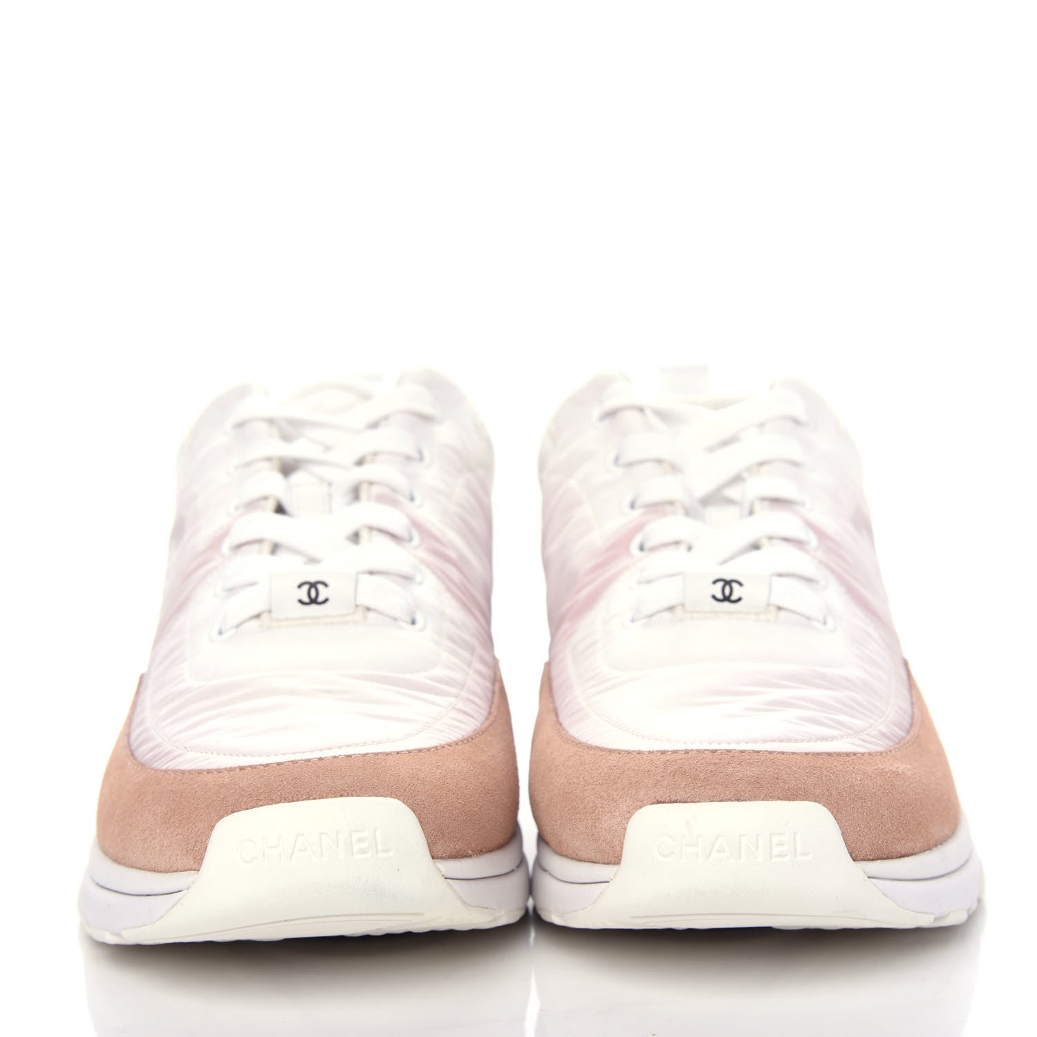 Chanel Nylon Suede Calfskin CC Sneakers 41 Pink 2 of 11