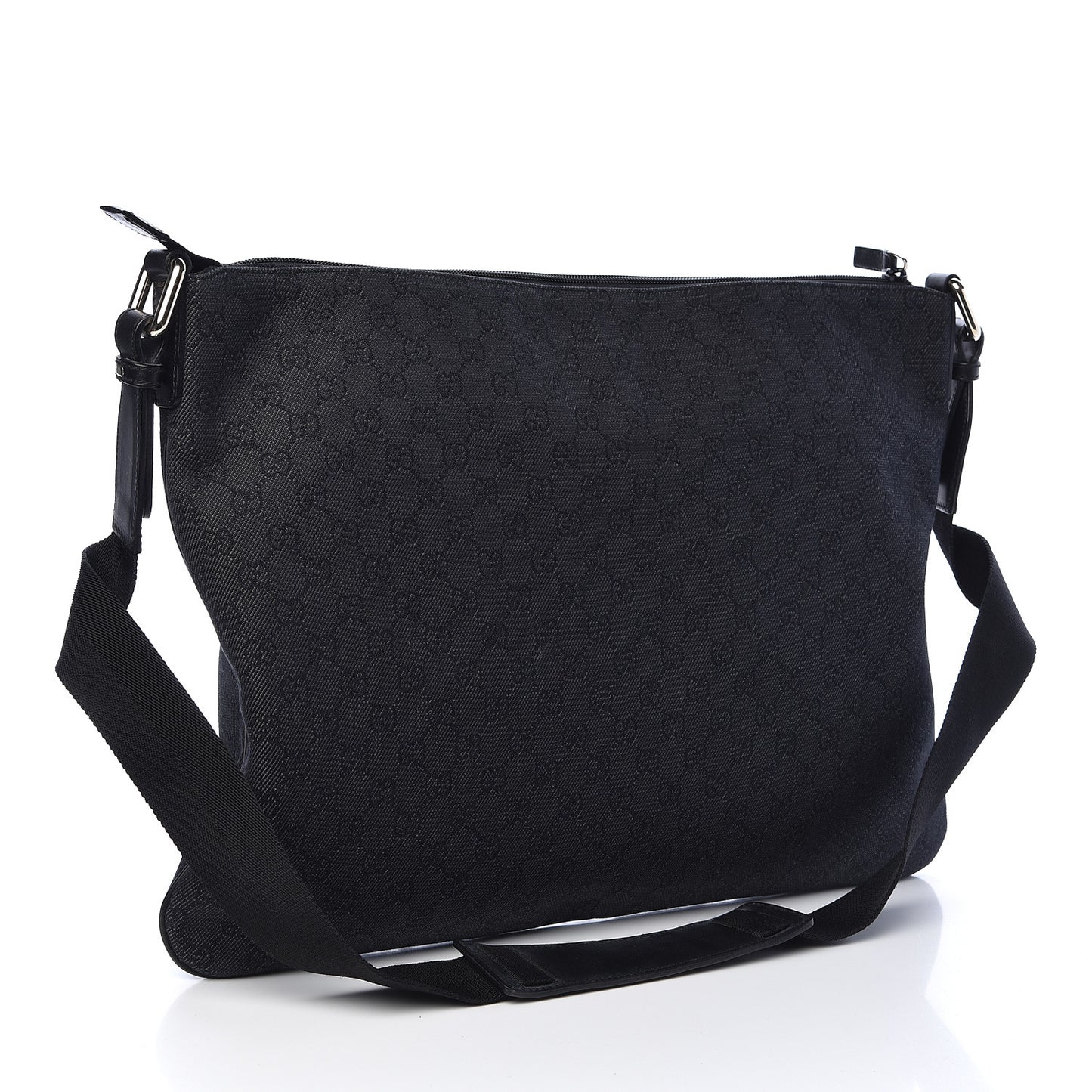 Denim Monogram Flat Messenger Bag Black