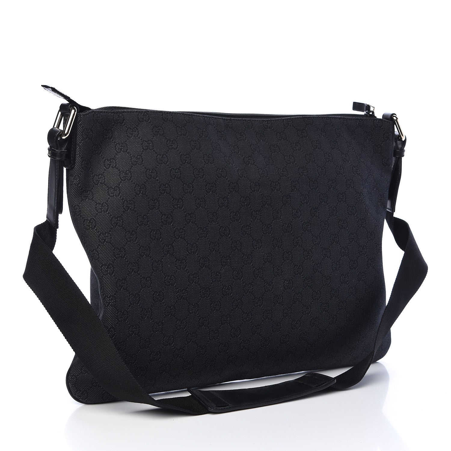 Gucci Denim Monogram Flat Messenger Bag Black 3 of 10
