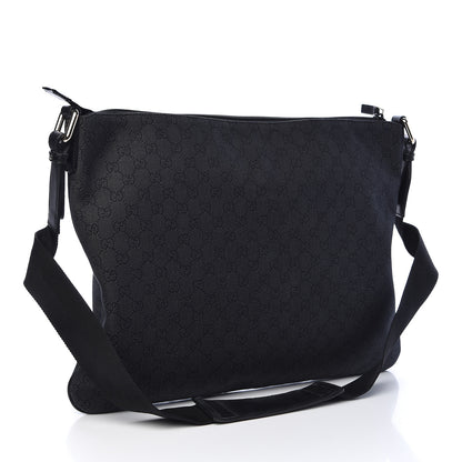 Gucci Denim Monogram Flat Messenger Bag Black 3 of 10