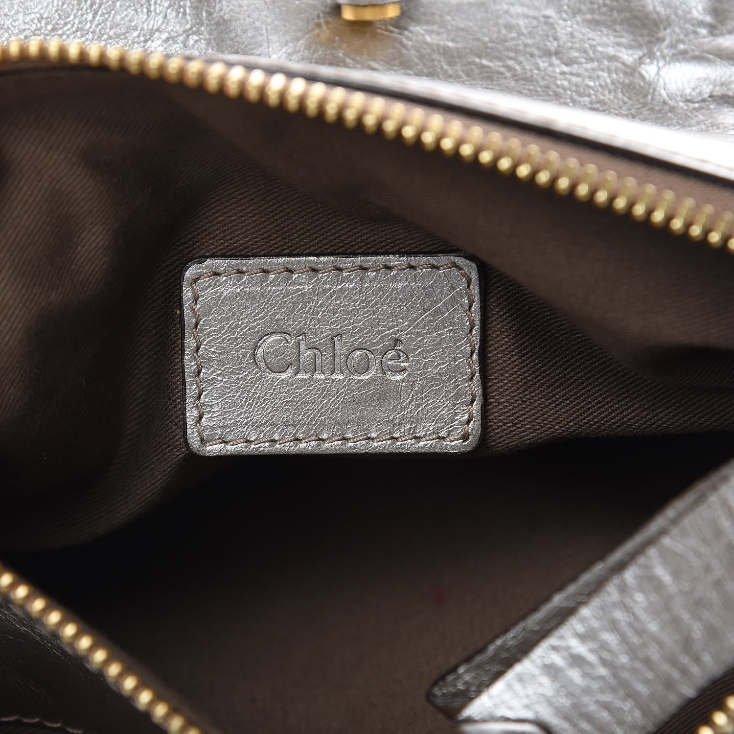 Chloe Metallic Calfskin Marcie Clutch Pewter 6 of 11