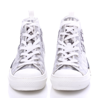 Christian Dior Technical Canvas Oblique Mens B23 High Top Sneakers 39 White Black 2 of 8