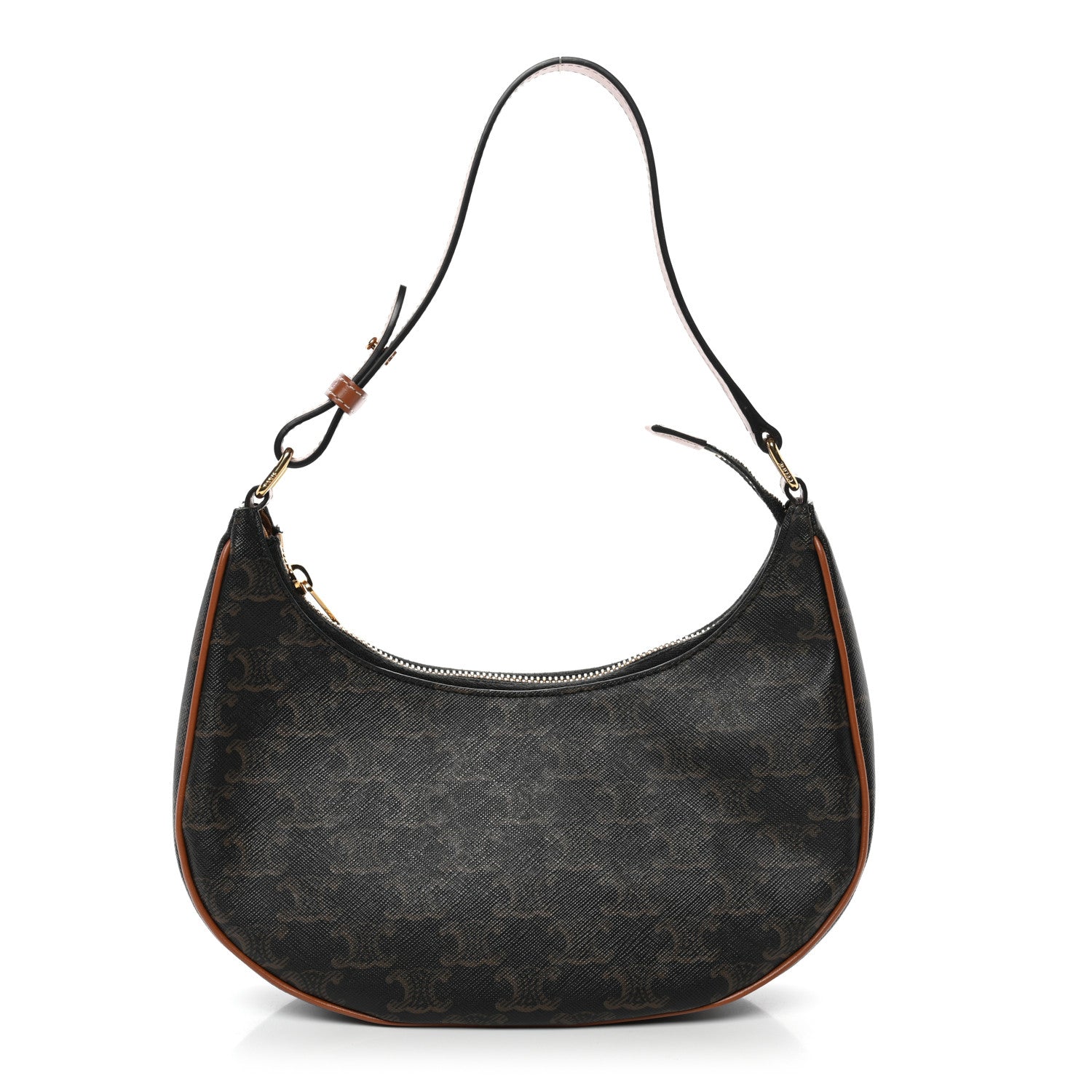 Celine Triomphe Canvas Calfskin Ava Shoulder Bag Tan 1 of 10